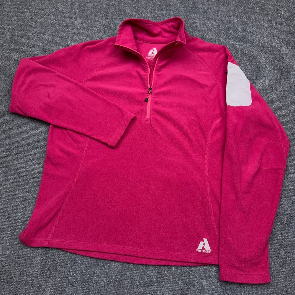 Eddie Bauer First Ascent Pullover Women's XL Pink Cloud Layer 1/4-Zip Fleece EUC
